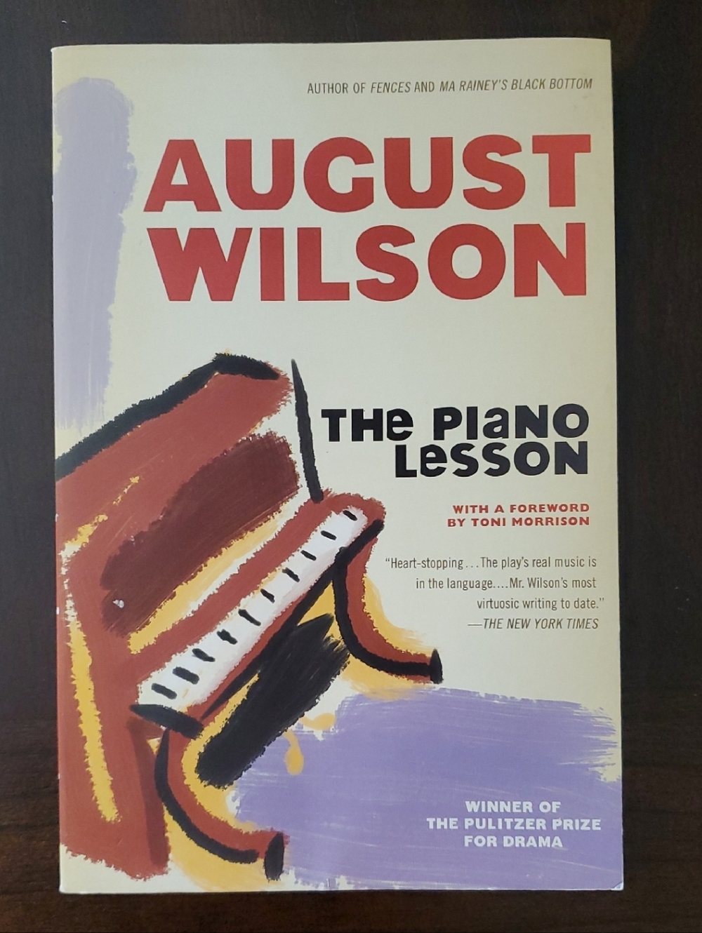August Wilson "The Piano Lesson" Paperback - Bold Red Cover